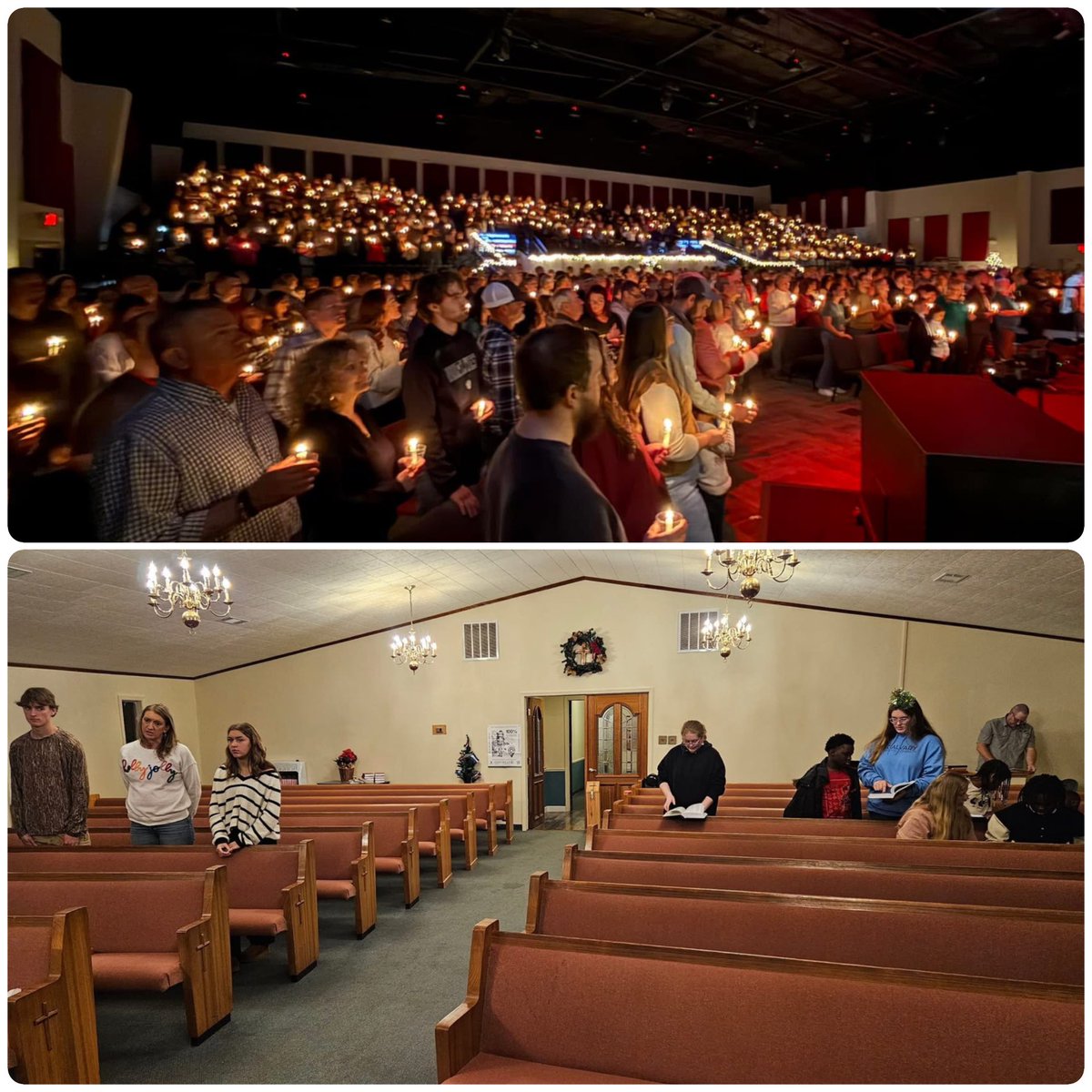 Two photos from two of my SBC pastor brothers tonight.  Rejoicing for packed houses for Christmas Eve services (often multiple) but also thankful for the sometimes lonely/ weary pastors faithfully serviing in the hardest of places. There are no small assignments in the kingdom.