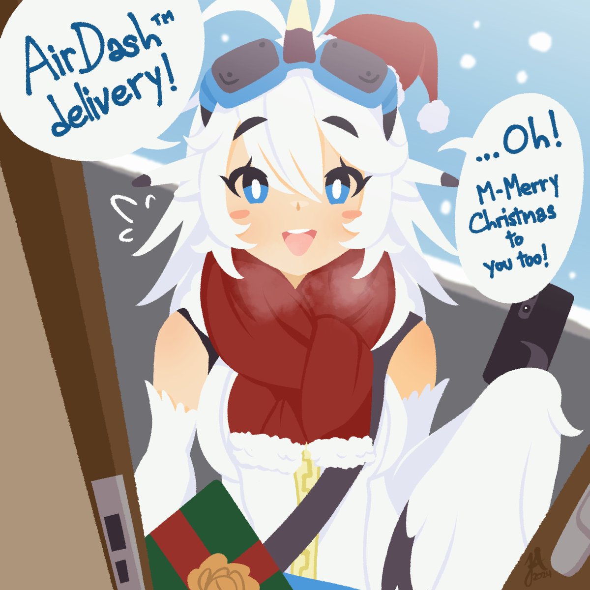 merry christmas from jaya the delivery harpy 🎅🐦