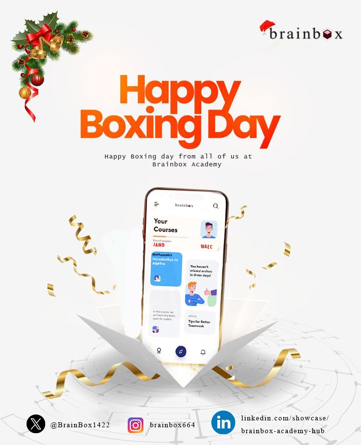 BrainBox1422's tweet photo. Christmas reminds us of love, kindness, and togetherness. This Boxing Day, we unwrap Brainbox—a project born from love to help young people succeed. #BrainboxAcademy #Examstudybuddy https://t.co/eW6RyBsyXl