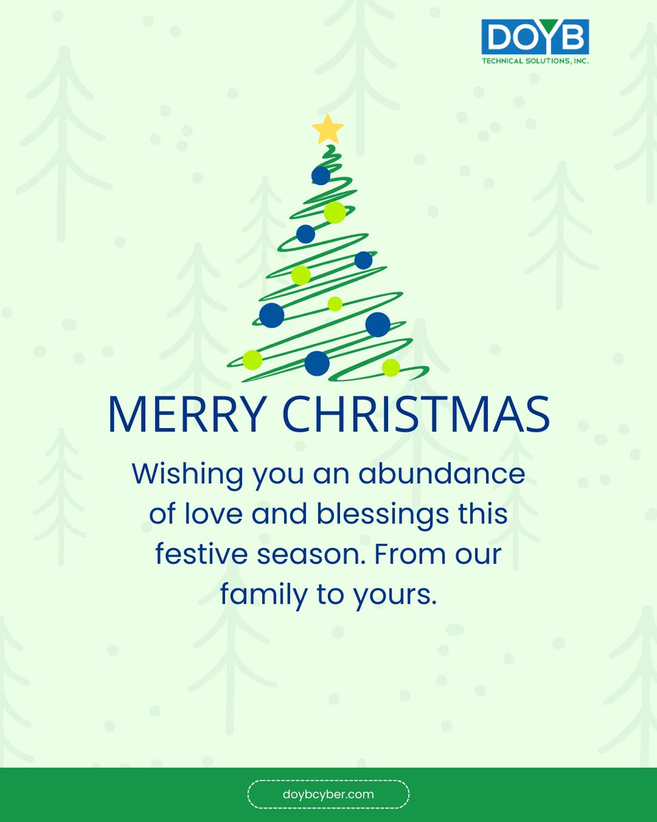 DOYBTech's tweet photo. As Christmas is upon us, we reflect on what matters most—our connections with people like you. We’ve seen businesses rise above challenges, embrace innovation, and protect what they’ve built, and we’ve been honored to stand alongside you on this journey.

This Christmas, we celebrate not just the season but the trust you’ve placed in us to safeguard your success.

From our DOYB family to yours, may your holiday be filled with love, blessings, and moments that matter.

Here’s to a joyful season and an even brighter future together. 🎄✨

#MerryChristmas #HolidayWishes #CyberSecure