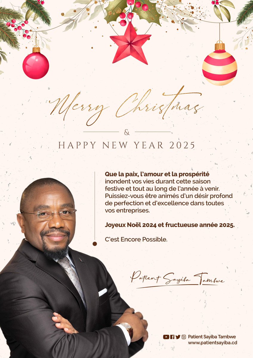 TSayiba's tweet photo. Joyeux Noël 2024 et fructueuse année 2025.
#CestEncorePossible #ItsStillPossible #SeasonsGreetings #MerryChristmas https://t.co/UUf2FKsKCD