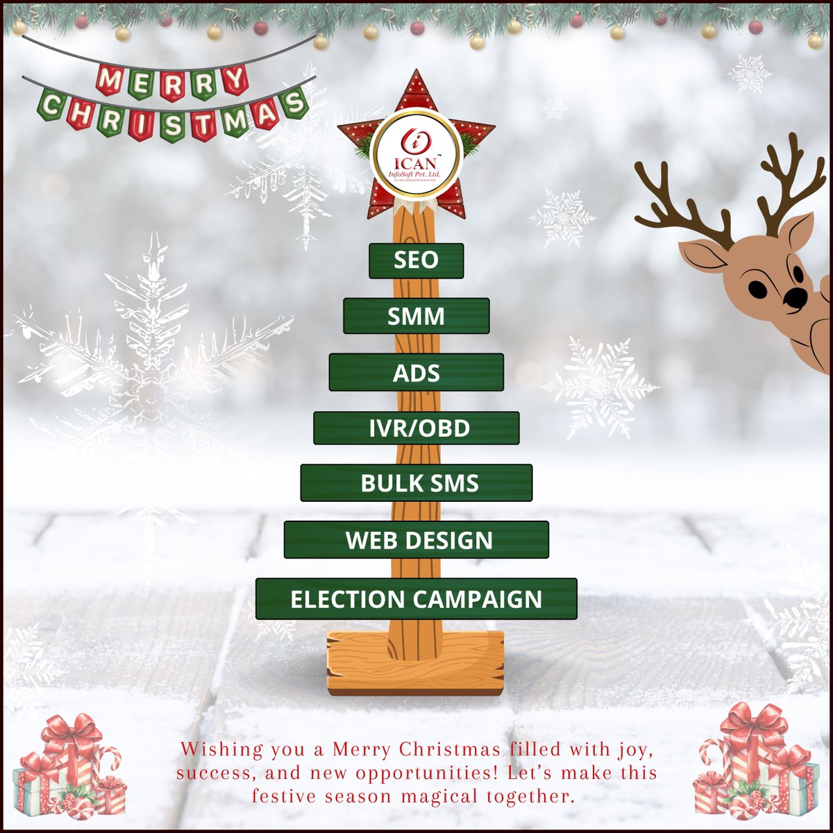 ICANInfoSoft's tweet photo. Spreading smiles, cheer, and innovation this Christmas! 🎄✨ May your season be merry and bright.   

#MerryChristmas2024 #ChristmasCheer #ChristmasWishes #ICANInfosoft #ChristmasMagic https://t.co/skejJJiAsg