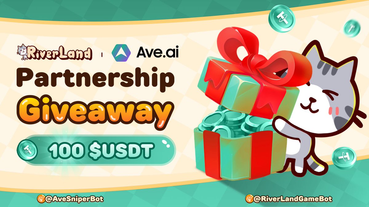🎄 RiverLand x Ave.ai Christmas Giveaway 🎅 Win 100 $USDT this holiday season! 

🎯 How to Enter:
1️⃣ Follow @RiverLandGame &amp; <a href="/aveaiofficial/">Ave.ai</a>  
2️⃣ Drop your Ave referral link and RiverLand invite code  
3️⃣ Leave your BSC address

🎁 20 winners will each receive 5
