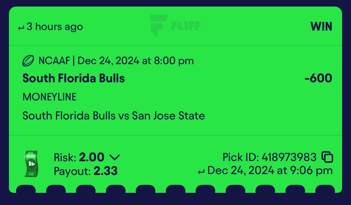 sportsoffbeat's tweet photo. @fliff #FLIFFMAS 
Username: cross1033 https://t.co/zJAg5Cdt7h
