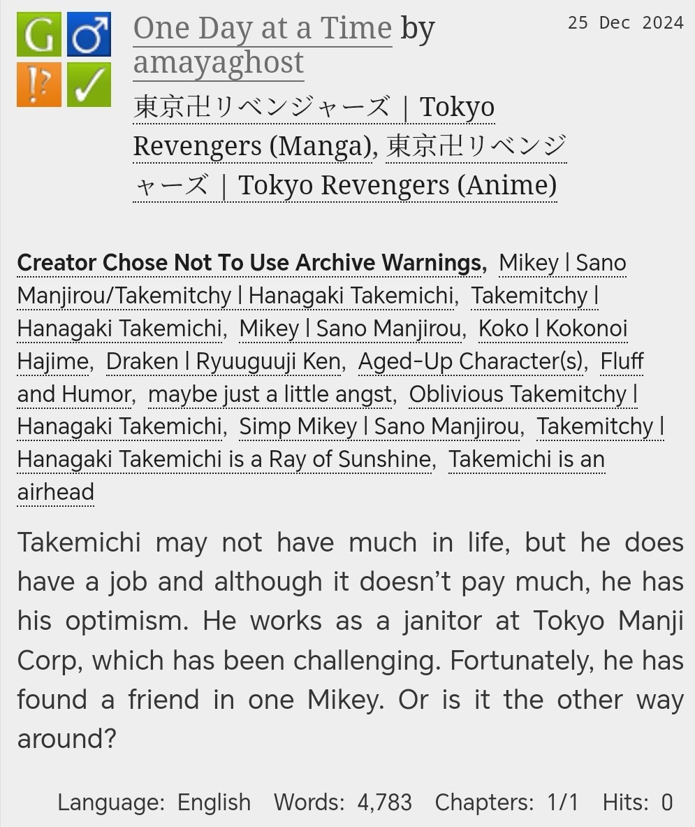 Amaya_GHOST's tweet image. Wrote this mitake fic🎉 gosh I miss these boyos so much.

#Maitake #MiTake #マイ武 #東京卍リベンジャーズ #TokyoRevengers

archiveofourown.org/works/61632013