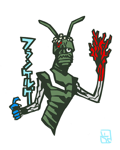 ドラゴンボール「フランケン三兄弟#三兄弟シリーズ #このタッチ#ファンアート#仮面ライダーX #」|花小金井正幸＠喫茶宝石箱での個展。2023年開催予定のイラスト
