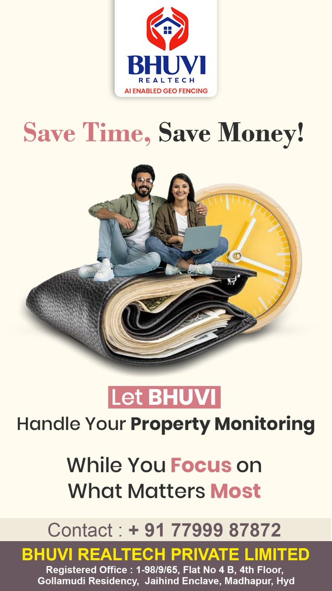 BhuviRealtech's tweet photo. Save Time, Save Money!
Let BHUVI Handle Your Property Monitoring While You Focus on What Matters Mostly
 
Contact: + 91 77999 87872

#PropertyManagement #hyderabadpropertymanagment #RealEstate #RealEstateInvesting #realestateexperts #RealEstateInvestor #geotaggingservices https://t.co/R6YghMZz5U