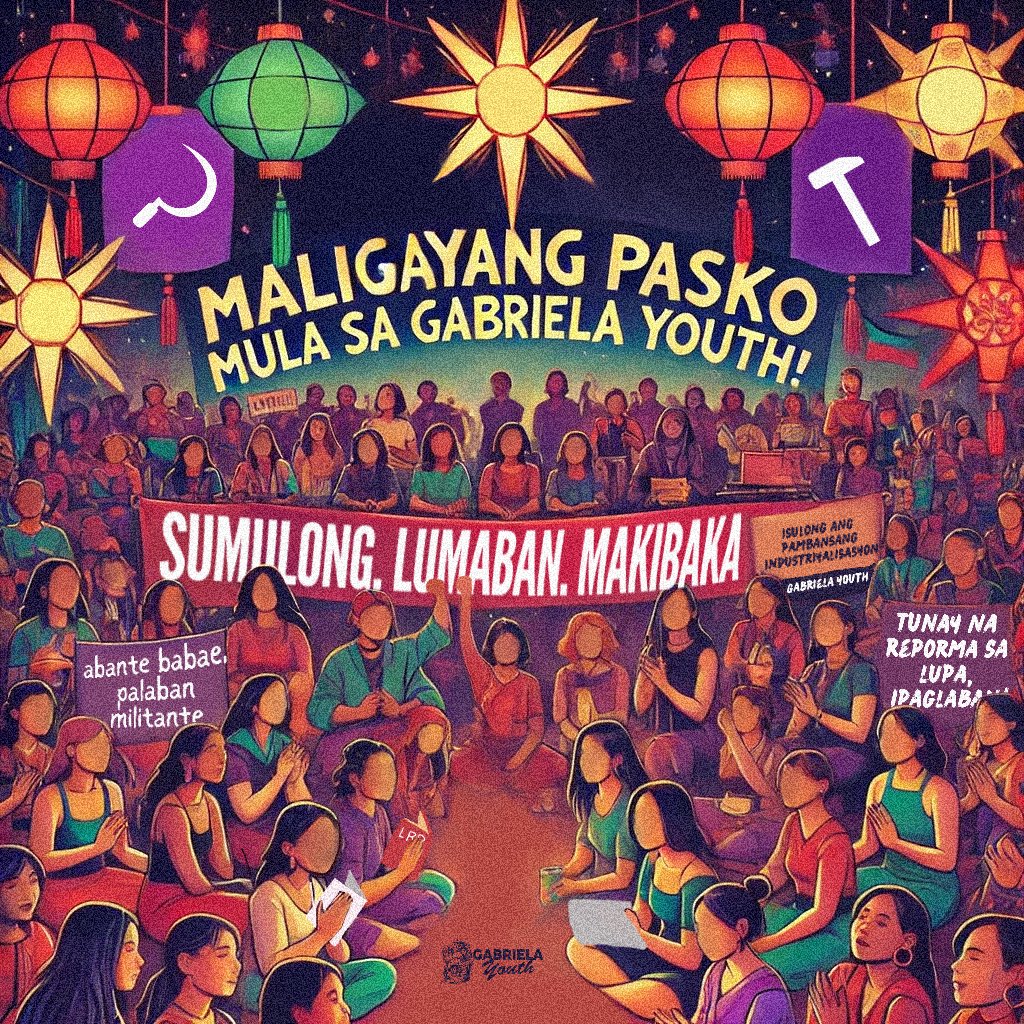 Makabuluhan at Palabang Pasko mula sa Gabriela Youth! 🎄♥️

Sama-sama tayong lumaban para sa isang mas makatarungan at matuwid na kinabukasan para sa lahat!