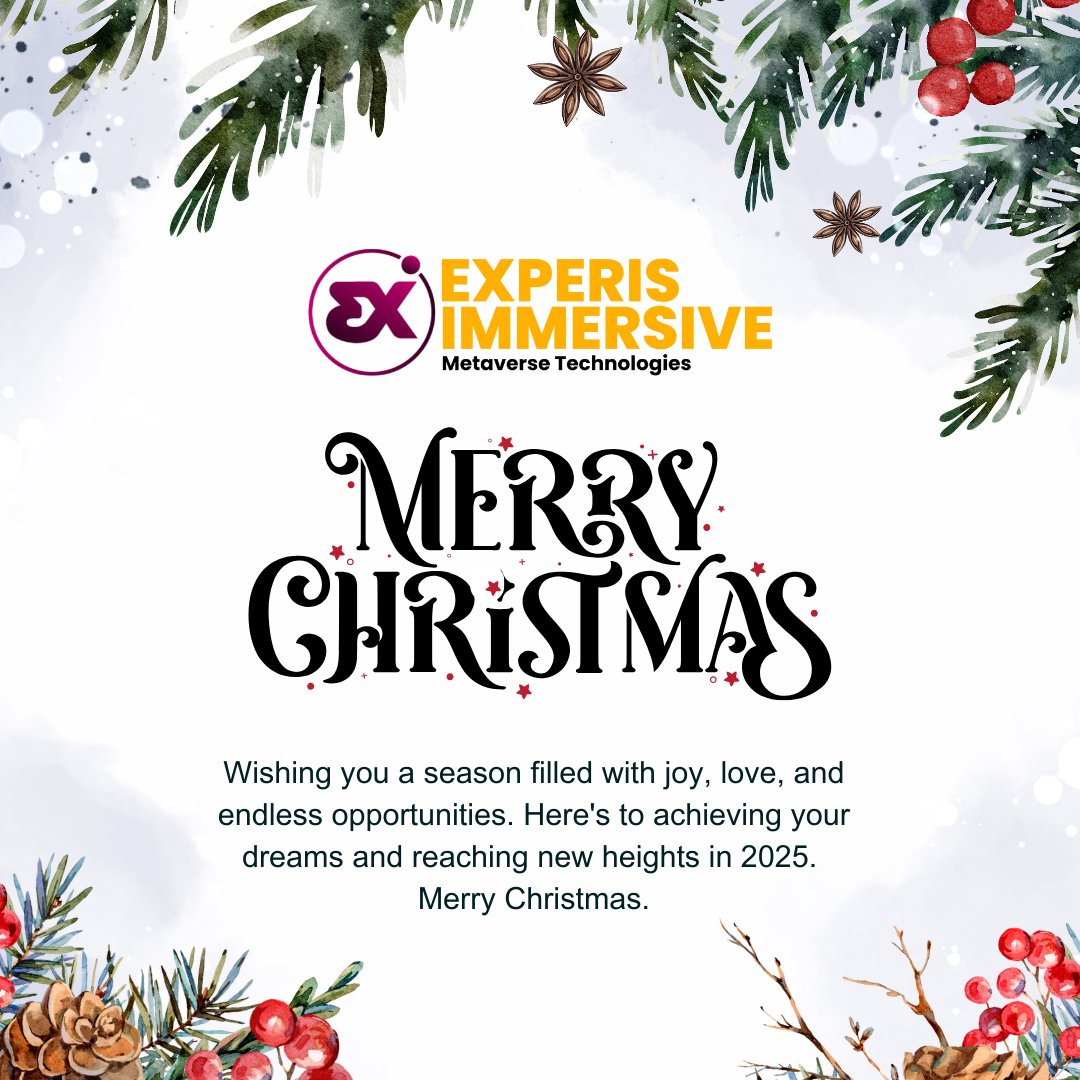 Merry Christmas from Experis Immersive 🎄✨

Reflecting on a year filled with innovation and immersive experiences, we wish you joy, peace, and a future brimming with groundbreaking technological advancements.

Happy Holidays and Merry Christmas🎄✨

#merrychristmas