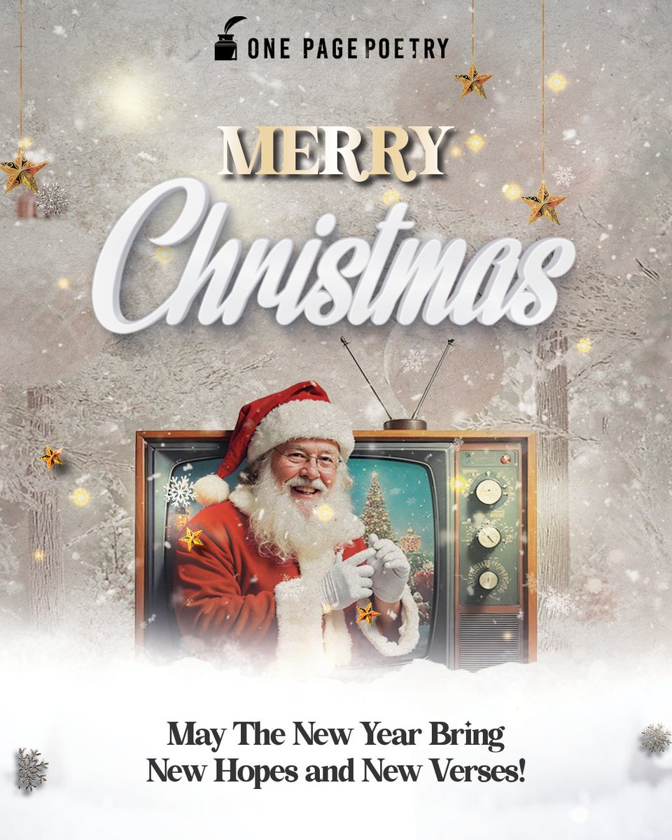 OnePagePoetry1's tweet image. Merry Christmas! 🎁📖 This holiday, let the magic of words fill your heart with peace and joy. 

🌟 Wishing you love, inspiration, and new verses in the year ahead!

#merrychristmas #magicofwords #powerofpoetry #peaceandjoy #christmasmagic #newyearhopes #joyfulmoments
