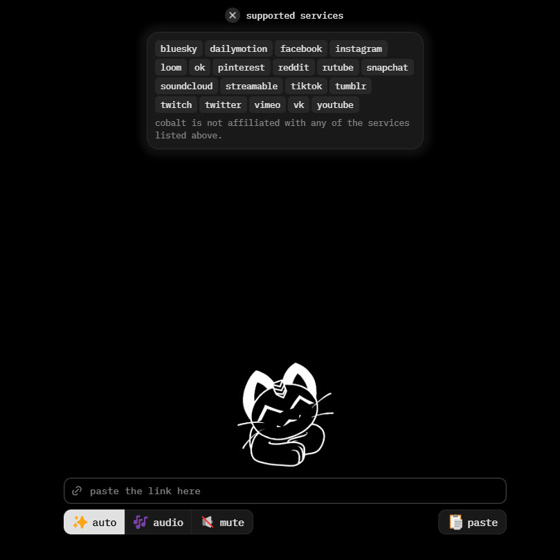 Котик Кобальт: швейцарский нож для скачивания видео и аудио откуда угодно

Тренд на балканизацию интернета всё усиливается и усиливается: делиться контентом между платформами становится всё сложней и сложней. Медийщики и авторы ярко наблюдают это по тому, как сложно пошерить