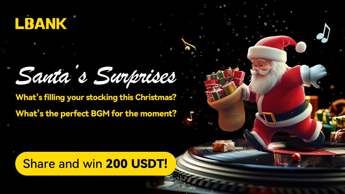 LBank_Exchange's tweet photo. 🎄🎁 Santa’s Stocking Surprise Giveaway! 🎁🎄

What’s filling your stocking this Christmas? 🎅 And what’s your perfect holiday tune? 🎶 Let us know! 💫

Here’s how to join:
1️⃣ Follow @LBank_Exchange
2️⃣ Like, RT & tag 2 friends
3️⃣ Drop a comment with what’s in your stocking + your favorite holiday song! 🎧

🎉 Prizes: 10 winners will share 200 USDT! 💵
⏰ When: December 25, 12:00 UTC – Winners announced 24 hours later!

From all of us at LBank, Merry Christmas! 🎅🎄