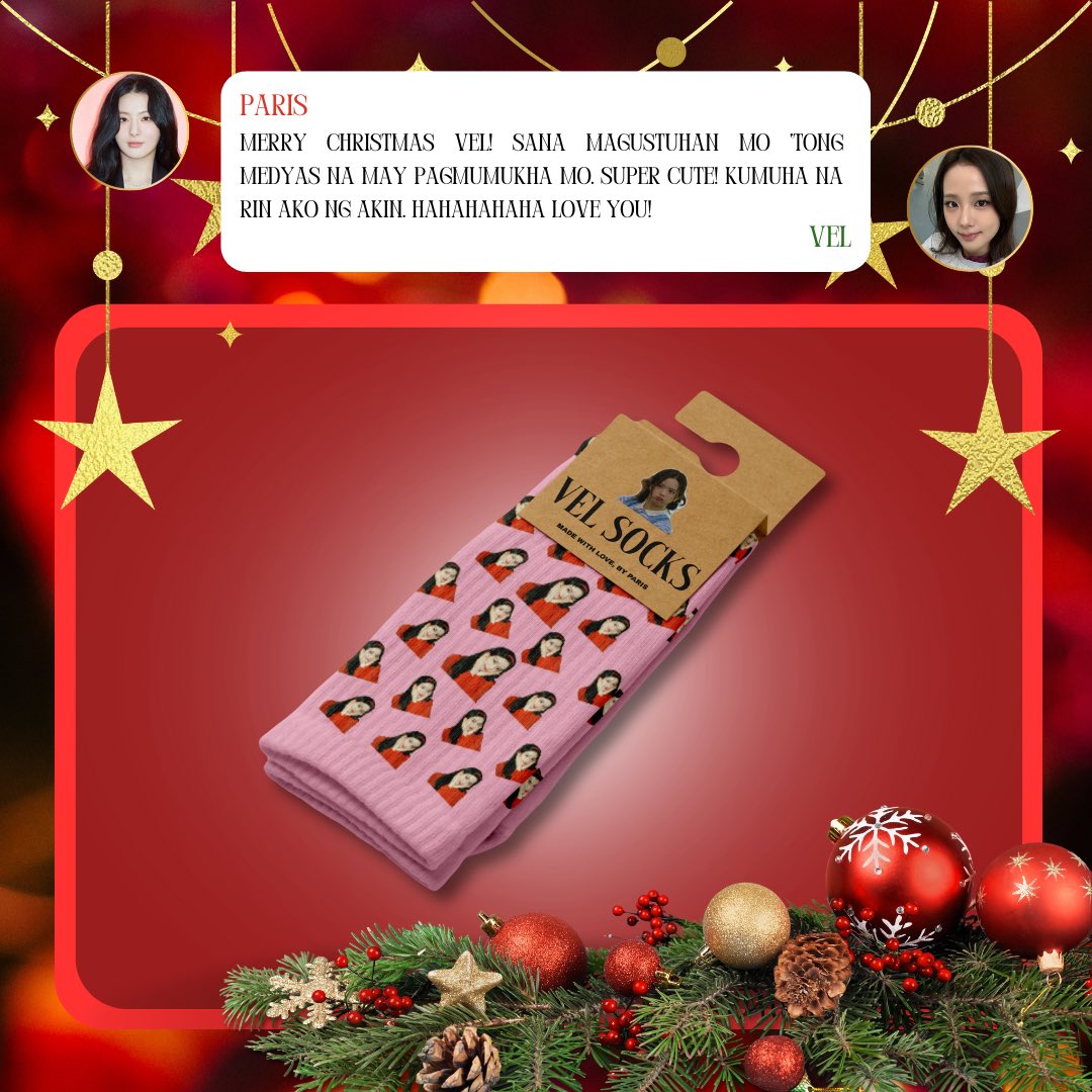 ㅤㅤㅤㅤㅤㅤㅤㅤㅤㅤ
ㅤㅤㅤㅤㅤㅤㅤㅤㅤㅤ
ㅤSecret Santa with the Alderidge! 🤶🎄🎁
ㅤ
ㅤMerry Christmas @velaristare! Ang cute ng
   medyas na may mukha mo HAHAHAHA
ㅤㅤㅤㅤㅤㅤㅤㅤㅤㅤ
ㅤㅤㅤㅤㅤㅤㅤㅤㅤㅤ