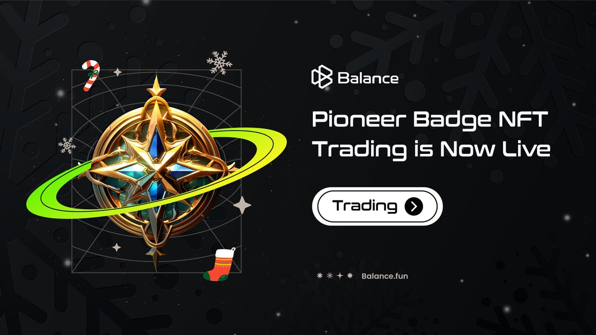 RealBalanceFun's tweet photo. 🎄 Merry Christmas from the https://t.co/1DkSjVVew2 family! 🎄

Pioneer Badge NFT Trading is Now Open!

Trade now on Opensea: https://t.co/o9b8J8TDuV