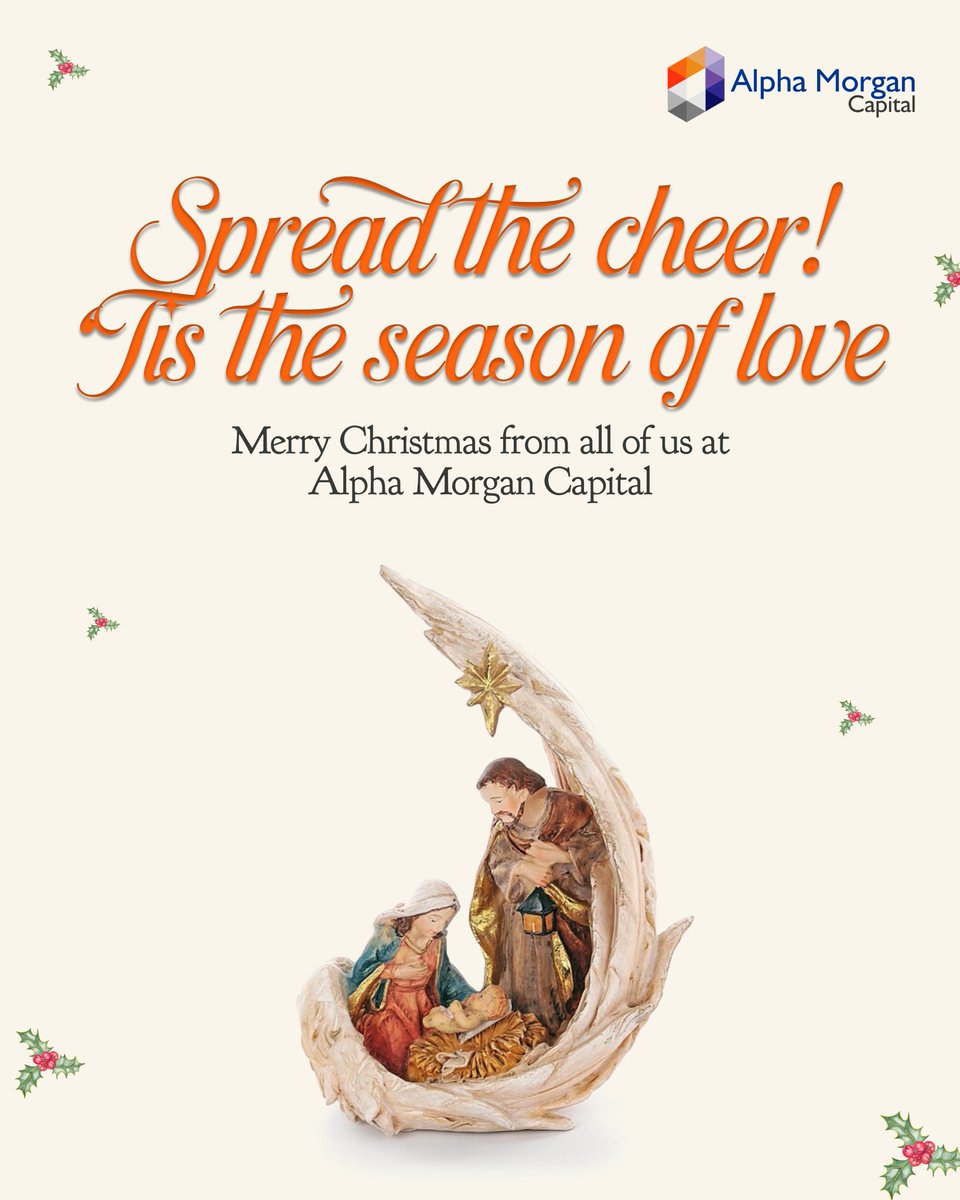 At Alpha Morgan Capital, we extend our heartfelt gratitude to you for being a part of our journey.

May this festive season bring you warmth, happiness, and success. ✨

Merry Christmas 🎄
From all of us at Alpha Morgan Capital!!!

#AlphaMorgan
#SeasonsGreetings