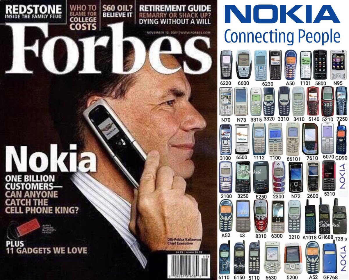 ivanfamil's tweet photo. En noviembre de 2007, @Forbes se preguntaba si alguien podría superar a @Nokia, un gigante que contaba con 1000 millones de usuarios y era el rey indiscutible de la telefonía, hasta que el miedo acabó destruyéndola. ¿Puede el miedo destruir una empresa? Tira del hilo 🧵👇🏽👇🏽👇🏽 https://t.co/6MIPeXiJNX