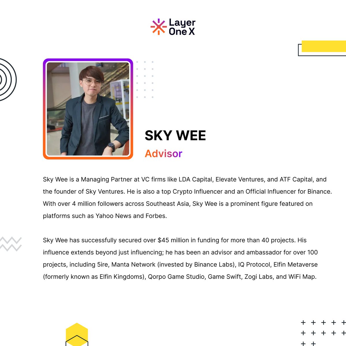 LayerOneX's tweet photo. 🌟 Welcome Sky Wee to Layer One X

🚀 Thrilled to have @OfficialSkyWee1, a top VC Partner &amp; Crypto Influencer with $45M+ raised &amp; 4M+ followers, join as Advisor.

🤝 Together, we’re set to make 2025 impactful, amplifying marketing &amp; driving innovation in blockchain. https://t.co/UwzcSUQ1da