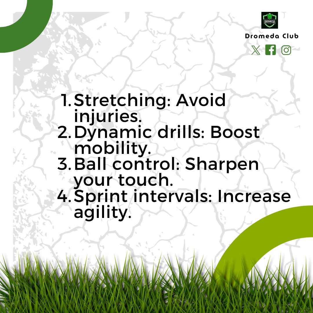 Dromeda_Sports's tweet image. Every great game starts with a proper warm-up! 🚀 

What’s your go-to drill? 

Share below 👇 ⚽

#GamePrep #WarmUpTips #DromedaTraining