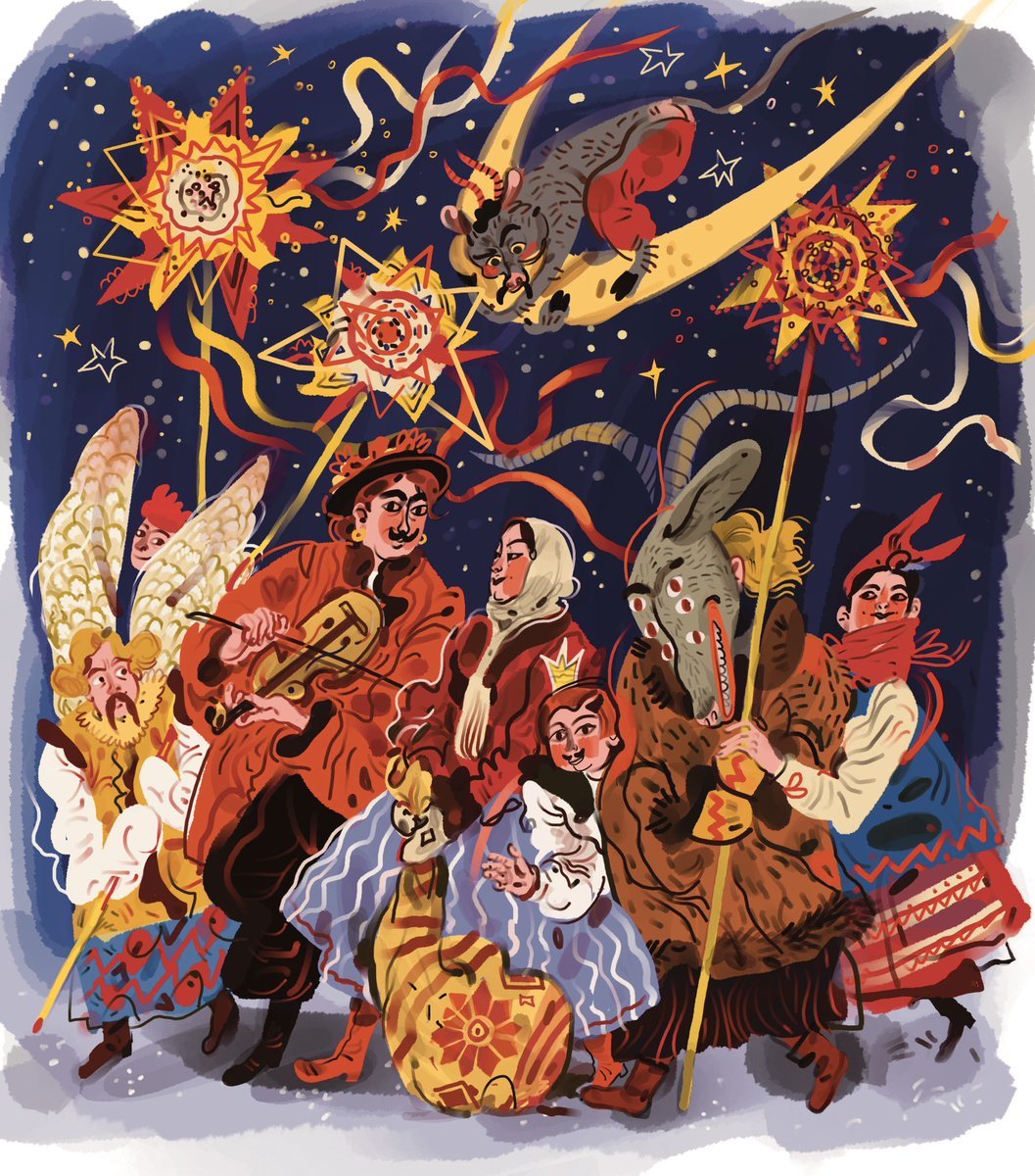 yuliiatveritina's tweet image. illustrations I made for an interactive book with #ChristmasEve stories from world literature 馃専