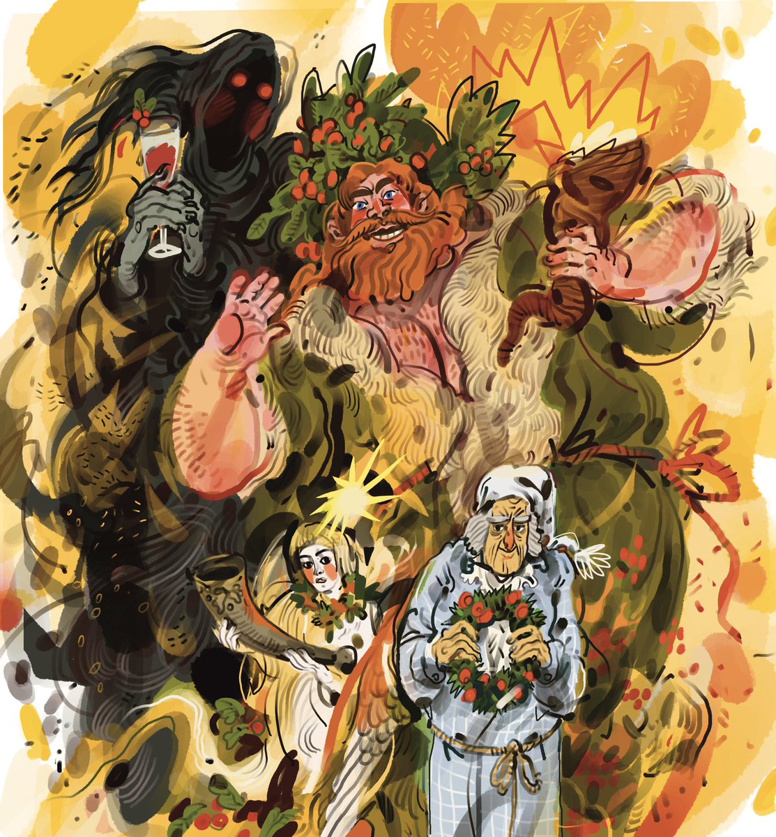 yuliiatveritina's tweet image. illustrations I made for an interactive book with #ChristmasEve stories from world literature 馃専