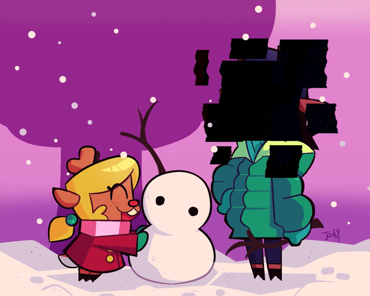 AnotherJooby's tweet photo. Elly and Dess build a snowman
Happy holidays!

#DELTARUNE https://t.co/iNvWRoltNJ