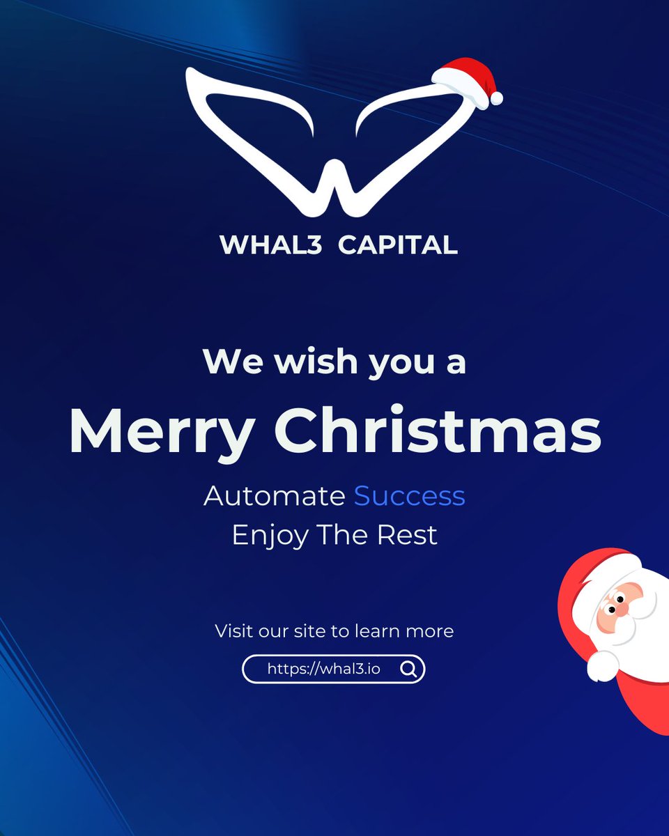 🎄✨ Merry Christmas from Whal3 Capital! ✨🎄

Wishing you success, joy, and peace of mind this holiday season. Whether you're already part of our community or thinking of joining, we’re here to empower your financial freedom! 

Automate success. Enjoy the rest.