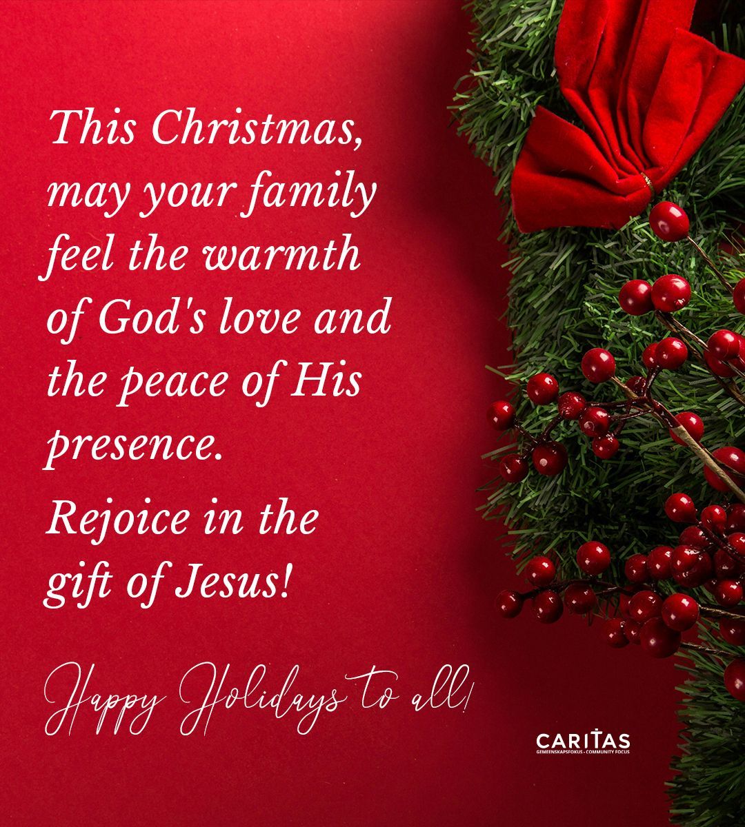 This Christmas, may your family feel the warmth of God's love and the peace of His presence.
Rejoice in the gift of Jesus!