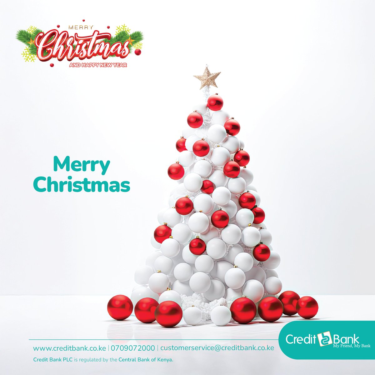 CreditBankPLC's tweet photo. Bringing joy and financial cheer this festive season! 🎄 May your Christmas be filled with warmth, happiness🥰 and prosperity. Merry Christmas! ☺️ #yourfriendyourbank  #creditbankplc https://t.co/OVzn3g41MI
