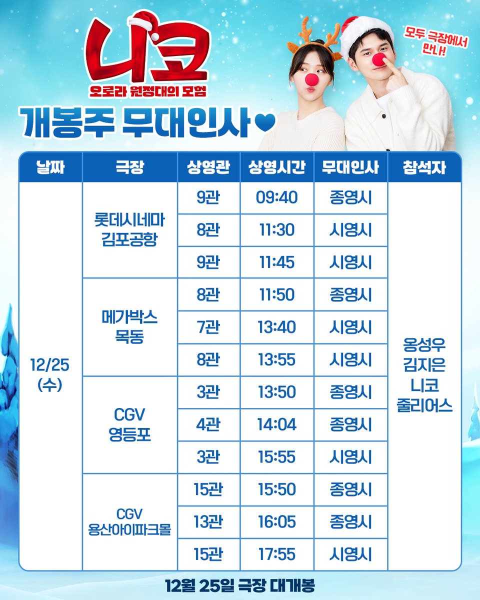 🫎❄️

오늘 CGV 용산아이파크몰에서 𝐂𝐢𝐧𝐞𝐦𝐚𝐭𝐢𝐜 𝐋𝐨𝐯𝐞 𝒇𝒐𝒓 𝐎𝐧𝐠 ✨ 특전 일부를 나눔합니다!

✔️ 생일 엽서 / 핀버튼 / 마스킹 테이프

정확한 장소와 시간은 다시 안내드릴게요!