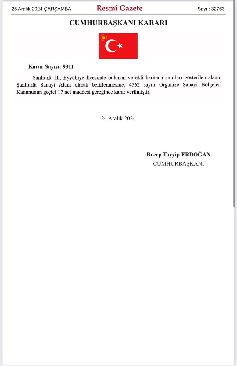 Şanlıurfa Gıda İhtisas Organize Sanayi Bölgesinin genişletilmesine ait Sanayi Bakanlığındaki süreci ve sonraki aşamalarınıda takip ettiğimiz karar Resmi Gazetede yayınlandı. Bizim gibi emeği geçenlere şükranlarımı sunarım. Tarımdan sonra “Gıda Şehri” Şanlıurfa’mıza hayırlı olsun.