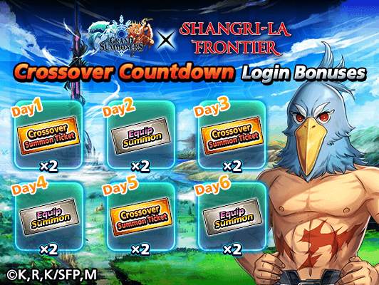 GRDSMN_GLOBAL's tweet photo. Get ready for the return of Grand Summoners x Shangri-La Frontier with this Countdown Login Bonus!

Play now and start collecting Tickets daily to maximize your chances at Summoning exclusive units and Equips! 🎟️

Promo period: until 1/10, 3:59 PST

#ShangriLaFrontier https://t.co/pqFStwYBBJ