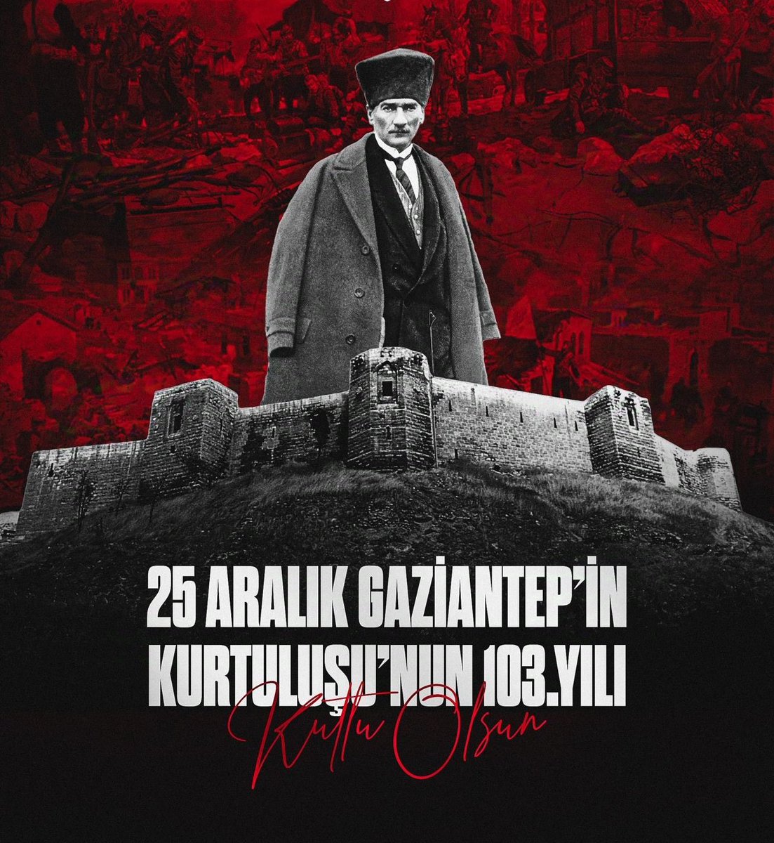 Bu kaçıncı kurşundur, bu kaçıncı bismillâh
Bu kaçıncı ölüdür?
Bir türkü söylenir siperlerde her sabah
Vurun Antepliler namus günüdür!

6317 Şehit...

Din, vatan, toprak, bayrak uğruna canını siper eden tüm sehit ve gazilerimize rahmet ve dua ile...

#25AralıkGaziantepinKurtulusu