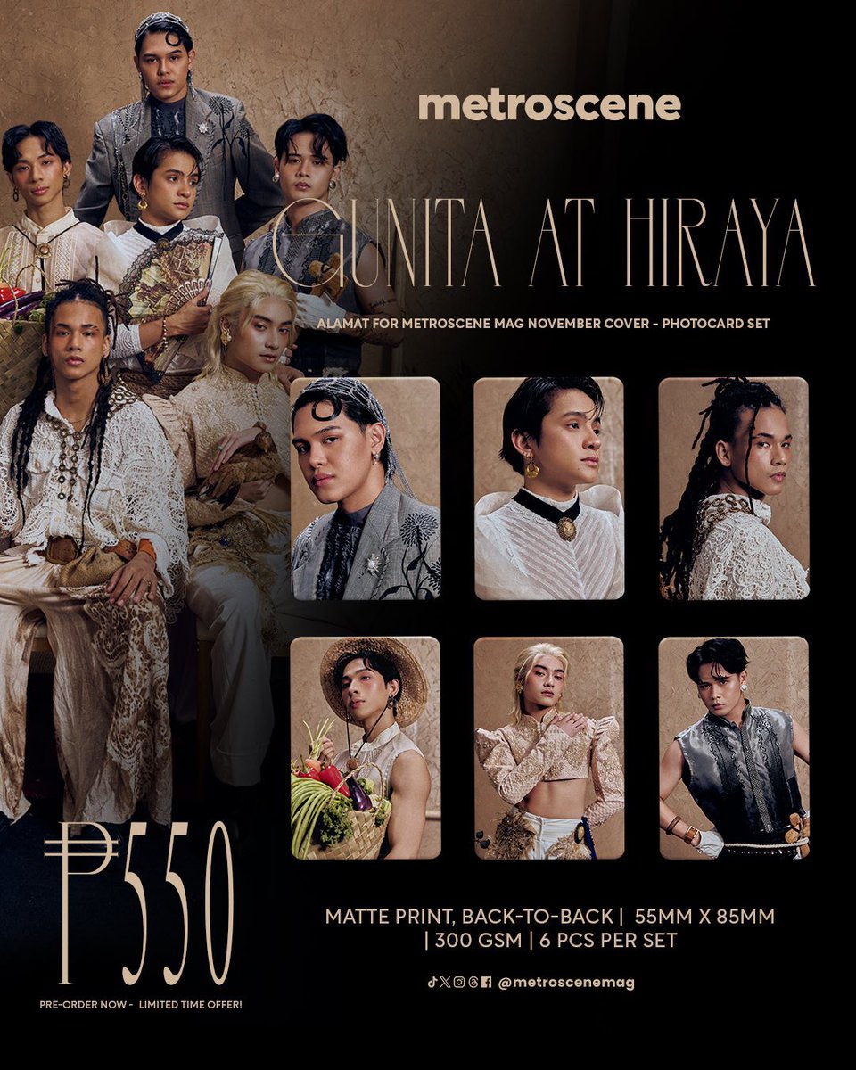 MetrosceneMag's tweet photo. Kamusta, mga magiliw! 🐓☀️

Dahil sa inyong mga requests, kami’y nagagalak na muling magbukas ng aming presale para sa @MetrosceneMag X @Official_ALAMAT! 🎉  Photocard Pre-sale: https://t.co/2F4Q6klOmz

#AlamatxMetrosceneMag 
#HirayaWithMetrosceneMag https://t.co/HTMuMD3Ry6