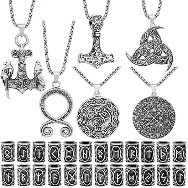 I just received Fscwlmon 30 Pcs Norse Viking Runes Necklace Amulet Protection Pendant Hair Beard Beads Thor Hammer Jewelry for Men Women DIY - Classical Dragon,Silver from minx_the_tiger via Throne. Thank you! throne.com/tamborlina #Wishlist #Throne