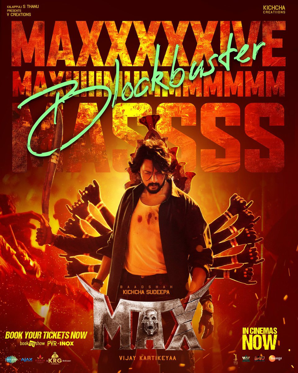 Kichchacreatiin's tweet photo. Many thanks to each one of you for showering love everywhere.
We are overwhelmed❤️🤗
Thank you for making #Max a massive hit! 🙌
#MaxTheMovie #BlockbusterSuccess
Experience the power of Baadshah Kichcha Sudeep in cinemas near you! 🎬🎟️
@KicchaSudeep @Kichchacreatiin https://t.co/3u4xIrcebj