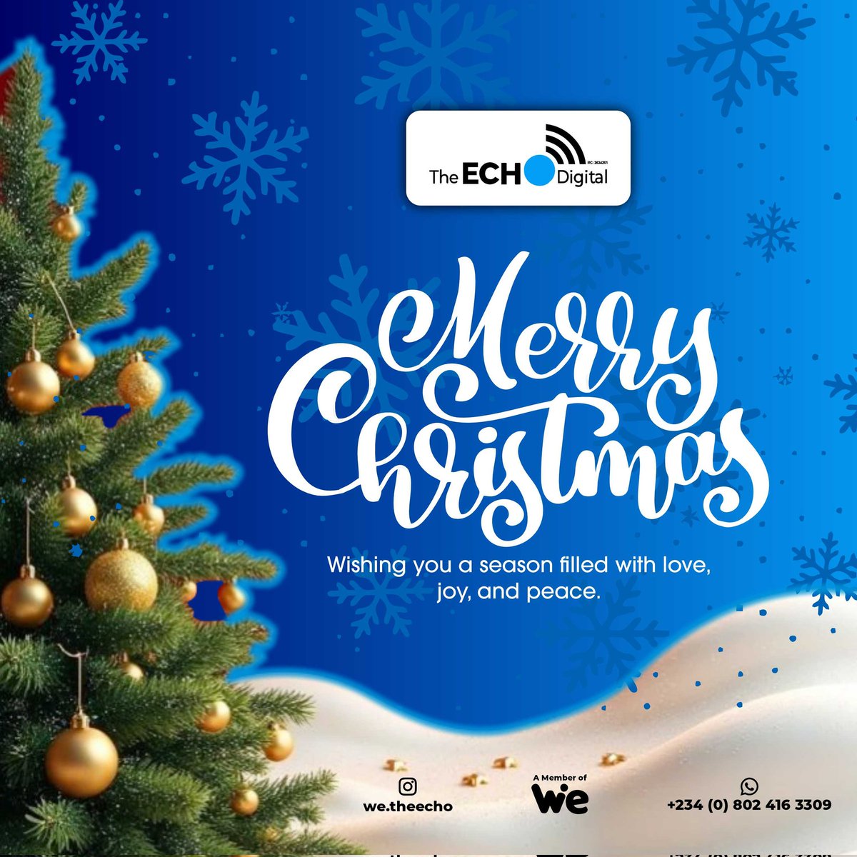 wetheecho's tweet image. On behalf of the entire team (Directors &amp;amp; Staff) at Wetheecho, I want to wish you and your entire family a Merry Christmas  🎄

Kenie Odeyemi
Founder &amp;amp; CEO

🎄🔆🎅🏾

#TEDChristmas  #Christmas #WeTheEcho #Yuletide #Marketing