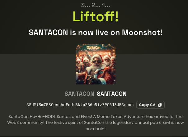 SantaconXmas's tweet photo. $SANTACON has launched!

Chart / CA: https://t.co/27lcaBTOIO

🎅 Fair Launch 
🎅 No Presale 
🎅 LP burned 
🎅 Contract renounced 
🎅 90% Community / LP Tokens https://t.co/ROK0JNxQ75