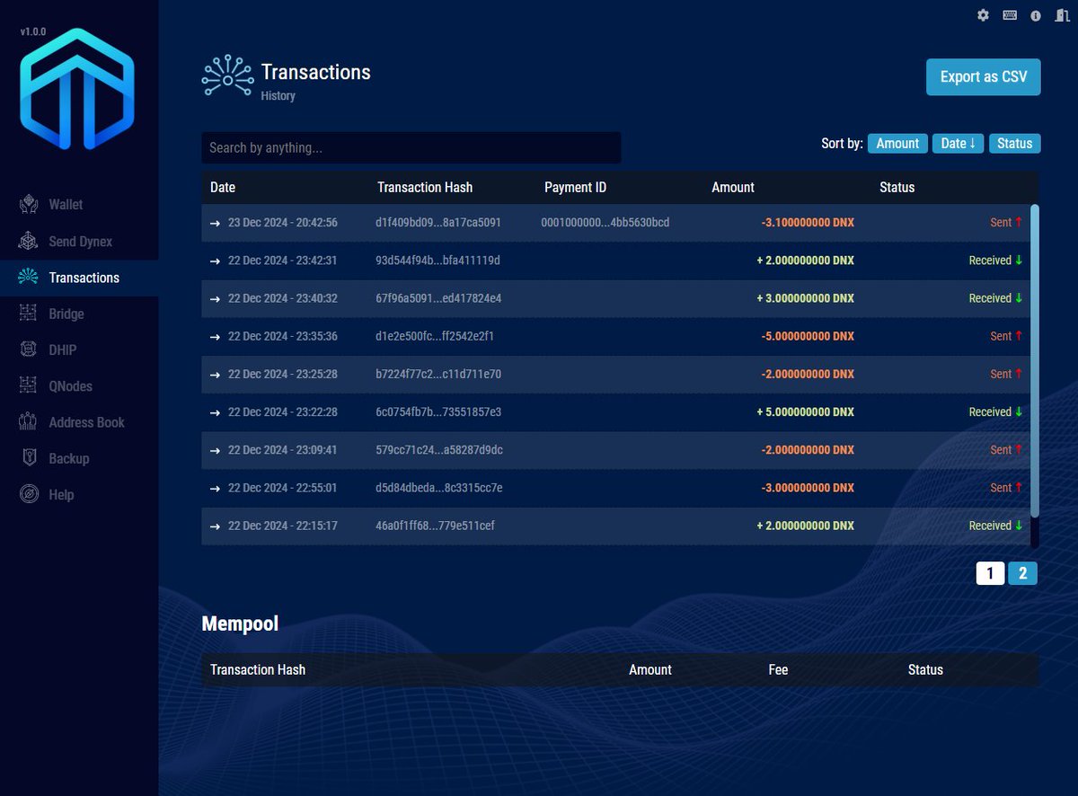 Beta testing the new Dynex wallet...