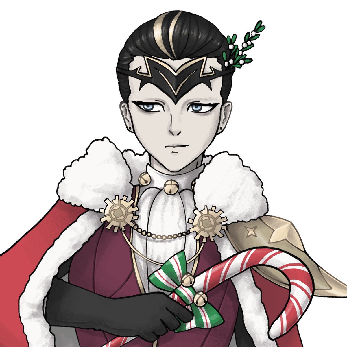 HeeCawRooDev's tweet photo. Fafnir has mistletoe in his hair but Otr opted for just holly. This is a reference to the fact that if you are ever within kissing distance of Otr, he WILL bite you. https://t.co/1pdDtQC74t