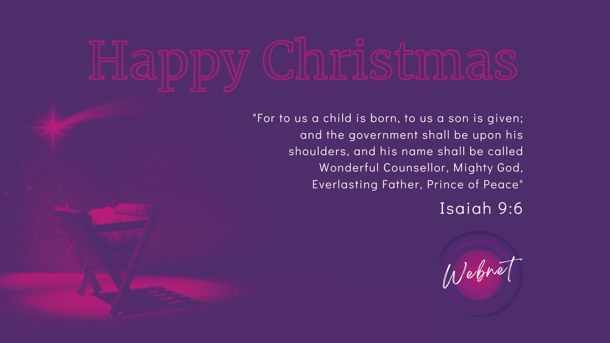 “For to us a child is born,
to us a son is given.." Isaiah 9:6

Happy Christmas from us all at Webnet, may you be filled with his love, hope and peace!

#webnet #happychristmas #mightygod #baptistchurches #hopepeacelove