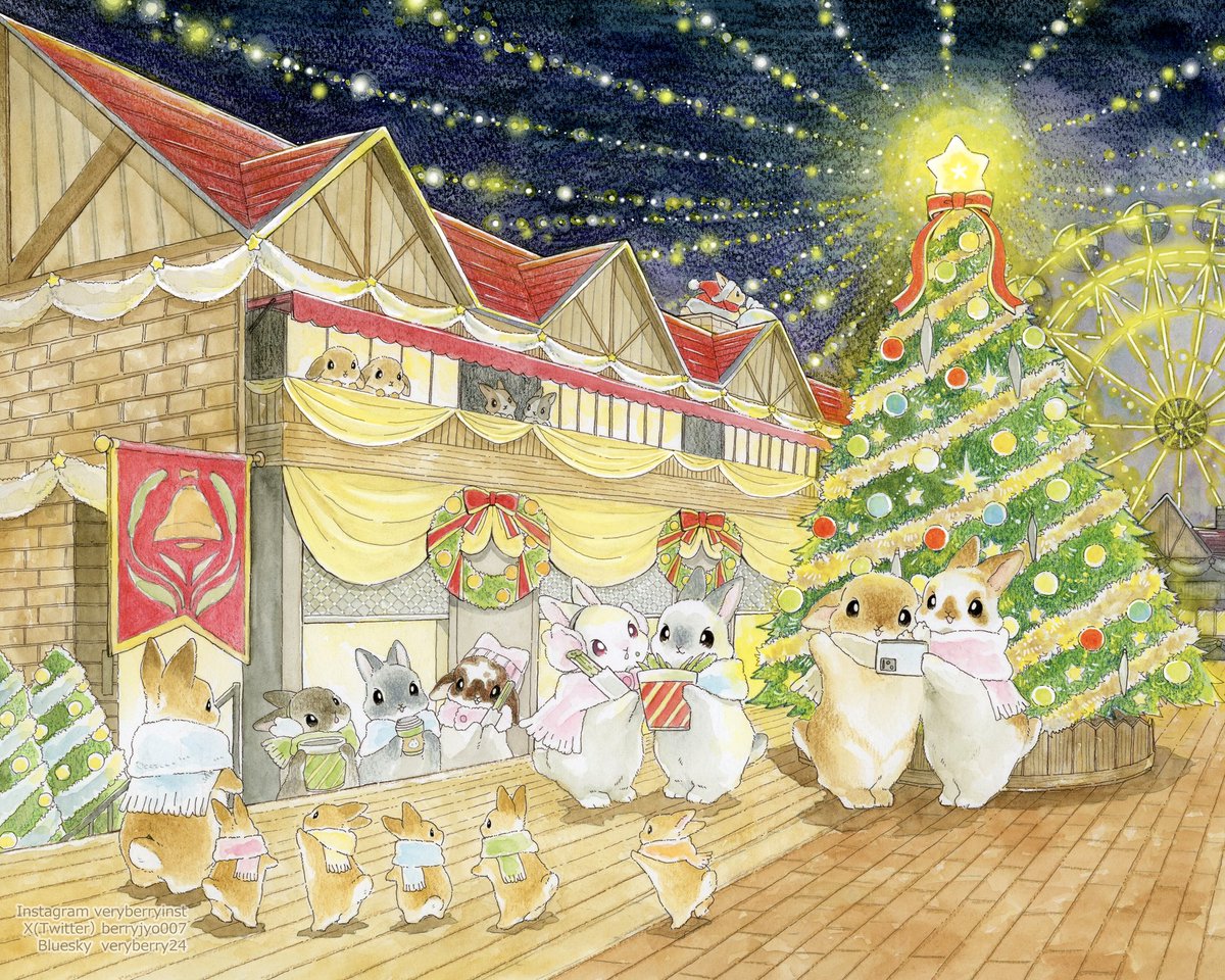 Many マニー うさぎのクリスマス フリークロス （限定品）希少 🐰うさぎさんのChristmas market