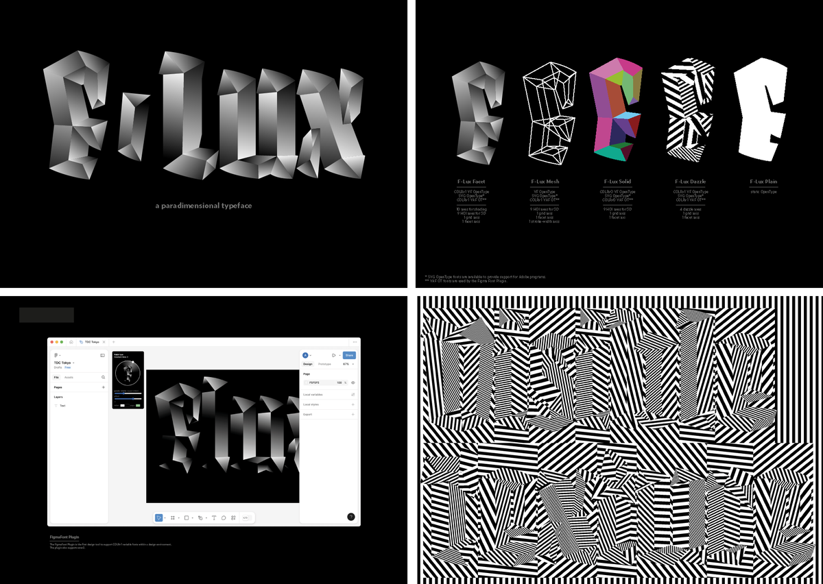 【東京TDC賞2025：TDC賞】

Prize Winner (TD / Type Director): Akiem Helmling, Bas Jacobs, Sami Kortemäki [Underware / The Netherlands]
Title: Flux (a paradimensional typeface)
Client: self-initiated project.
Category: Type Design

tokyotypedirectorsclub.org/news/tdc2025-r…