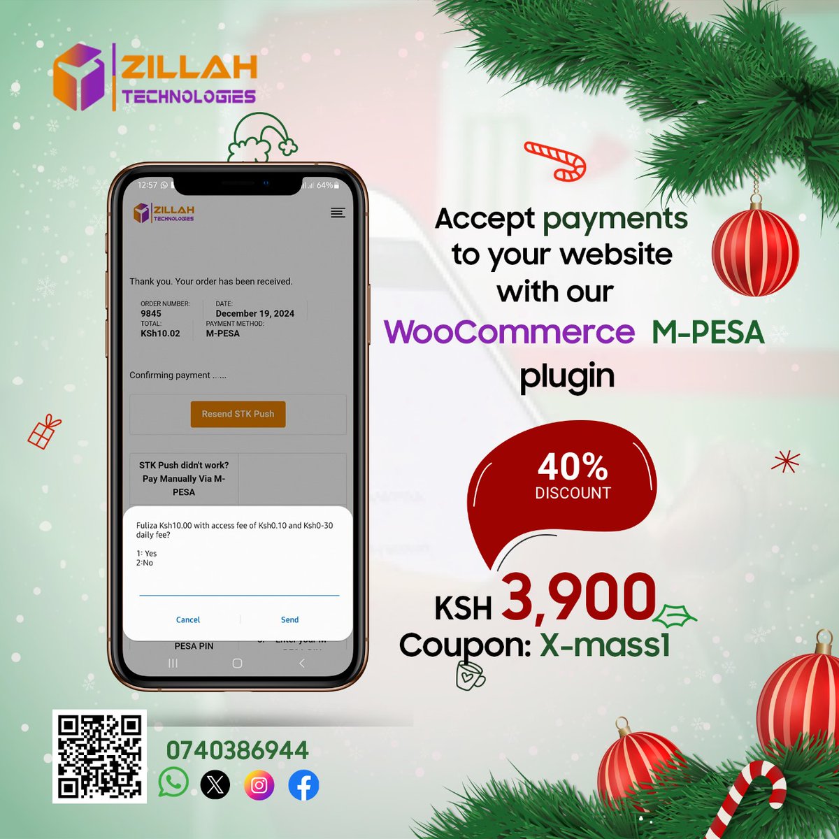 ZillahTech's tweet photo. Get this offer from us! 
Use coupon X-mass1
Purchase link : https://t.co/3DPyxzauzQ 
#mpesa #wordpress #MerryChristmas #Christmas https://t.co/uTc46CJUnq