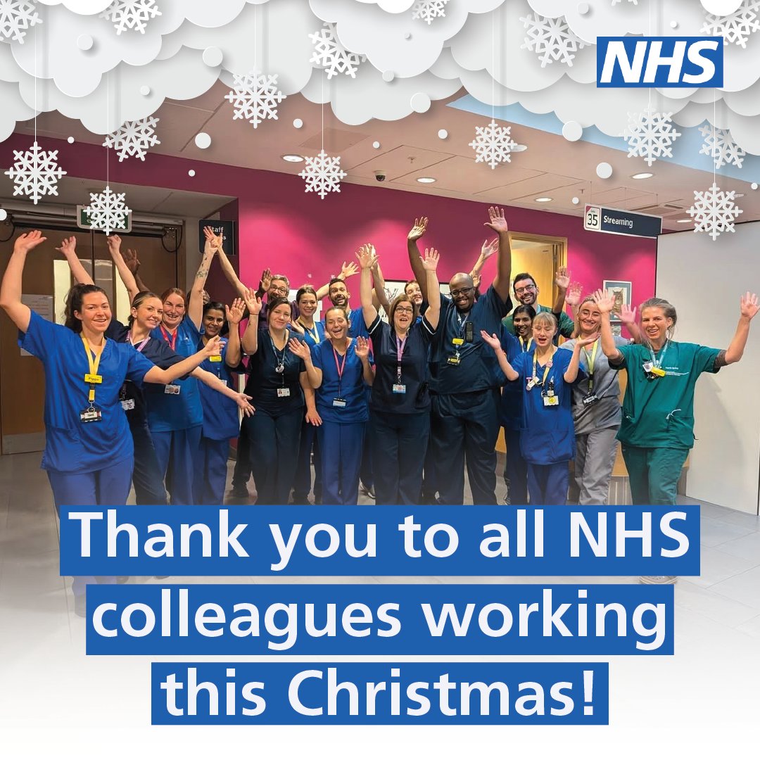 Thank you to all our incredible NHS staff working over the Christmas period!  

From porters and pharmacists to doctors and dentists, thank you for continuing to care for our loved ones each and every day.  

💙#ThankYouNHS #WeAreTheNHS