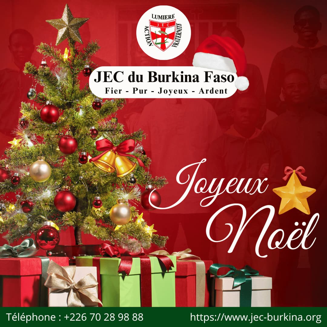 Bonne fête de Noël à tous les jécistes, aînés, encadreurs, conseillers, sœurs conseillères, aumôniers du Burkina Faso 🇧🇫.
#JEC_Burkina_Faso
#MerryChristmas