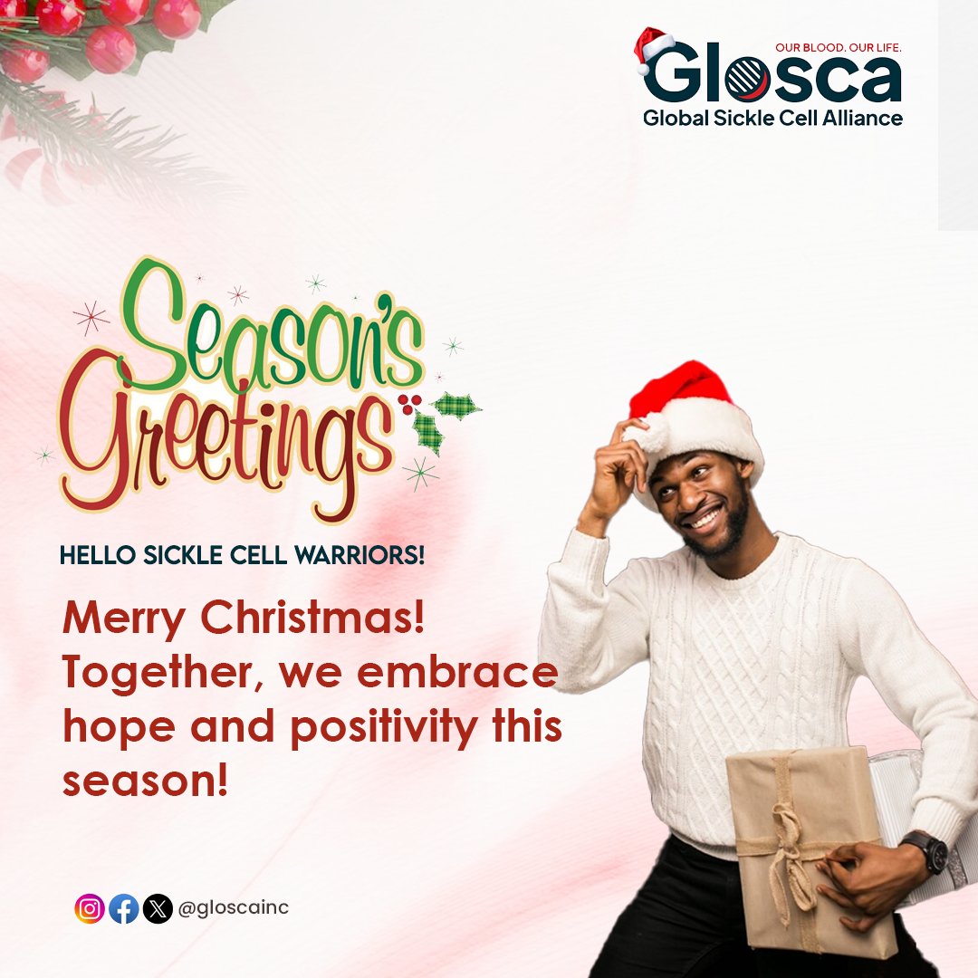 gloscainc's tweet photo. Wishing you a Merry Christmas filled with hope and joy! Stay strong, warriors!

#christmas #glosca #sicklecellwarriors https://t.co/y8trVUBR8F