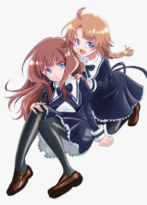 思いの外可愛く描けたかえふみ。表紙絵をさらに微調整したものになります。もうちょい髪の毛混色してもよかったなぁ……余裕あったら加筆します!#アサルトリリィ_FA 