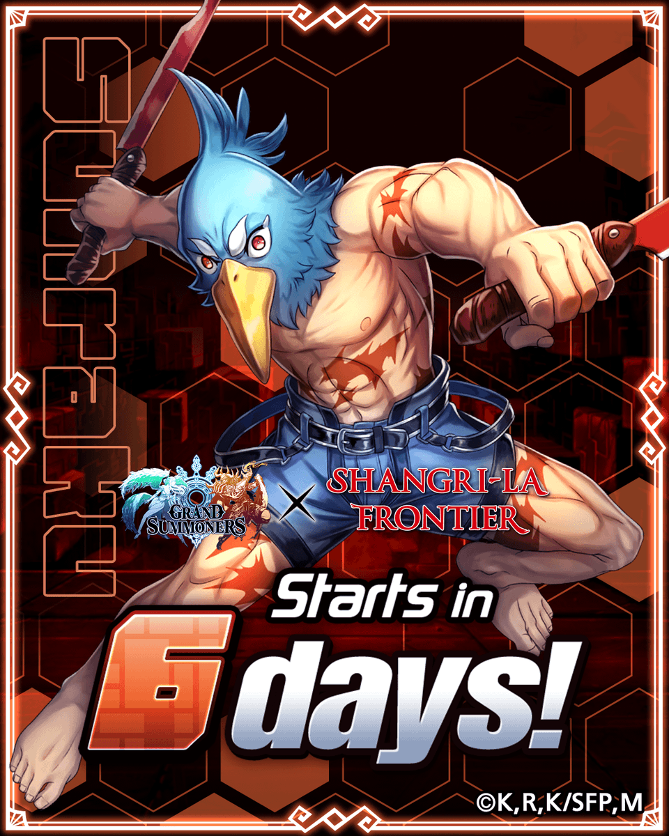 GRDSMN_GLOBAL's tweet photo. ✨Grand Summoners x Shangri-La Frontier returns in 6 days!✨

Whose buffs are you looking forward to the most?

#ShangriLaFrontier https://t.co/B2VUHp667Y