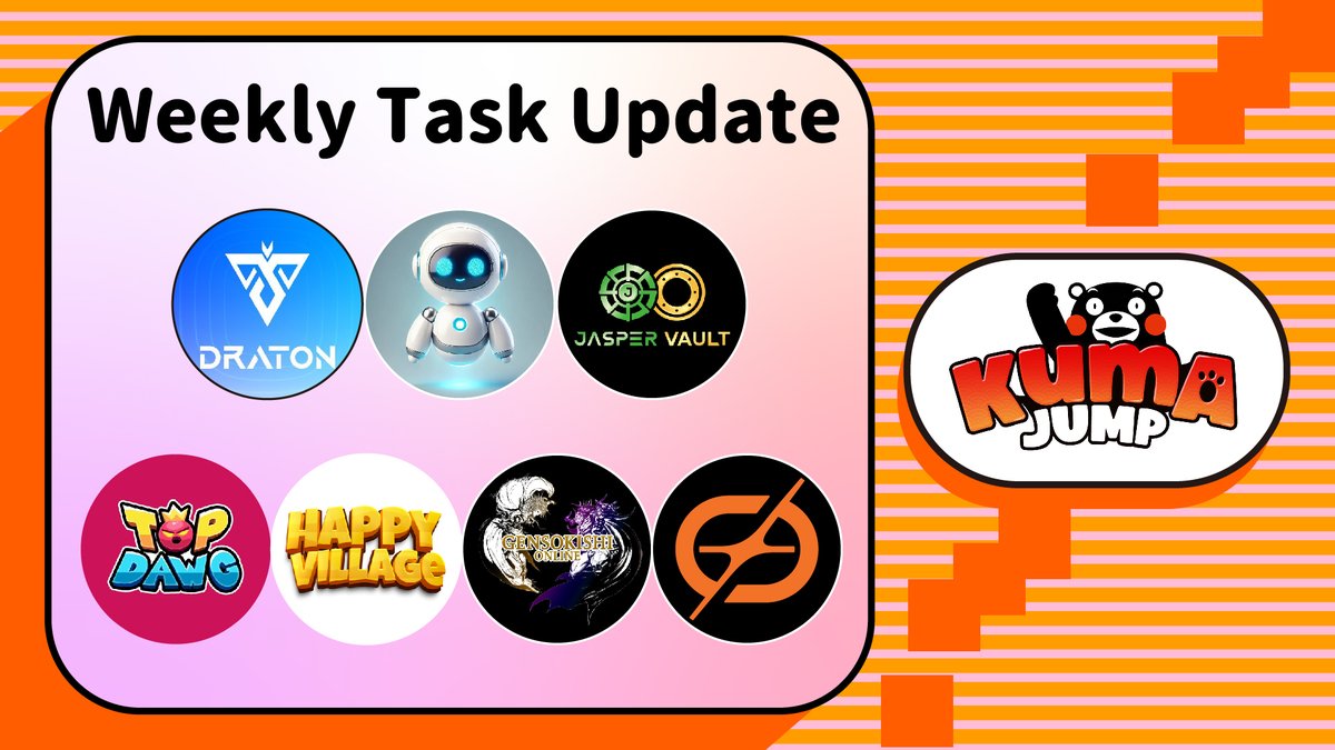 UneMeta Γ Kumamon (@une_kumamon_nft) on Twitter photo πΎ New Task Updates in Kuma Jump!
π New tasks are live from <a href="/jaspervault/">JasperVault | Peer-to-Peer Interoperable Options</a>, <a href="/genso_meta/">GENSO Meta</a>, <a href="/BitcoinDogsClub/">BitcoinDogsClub</a> , @dratonbot , <a href="/HappyVillageFun/">HappyVillage</a> , <a href="/GameOnCyborg/">Game On Cyborg</a> and <a href="/OptimusX_bot/">OptimusX</a> . Complete them to unlock even more Gacha rewards! π
π° Jump, Win, Earn, Level Up with Kuma Jump! π
πΉ πΎ New Task Updates in Kuma Jump!
π New tasks are live from <a href="/jaspervault/">JasperVault | Peer-to-Peer Interoperable Options</a>, <a href="/genso_meta/">GENSO Meta</a>, <a href="/BitcoinDogsClub/">BitcoinDogsClub</a> , @dratonbot , <a href="/HappyVillageFun/">HappyVillage</a> , <a href="/GameOnCyborg/">Game On Cyborg</a> and <a href="/OptimusX_bot/">OptimusX</a> . Complete them to unlock even more Gacha rewards! π
π° Jump, Win, Earn, Level Up with Kuma Jump! π
πΉ