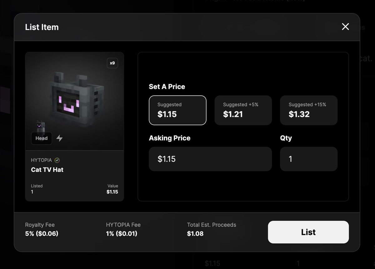 AdonisHytopia's tweet image. HYTOPIA will have the biggest marketplace for voxel items.